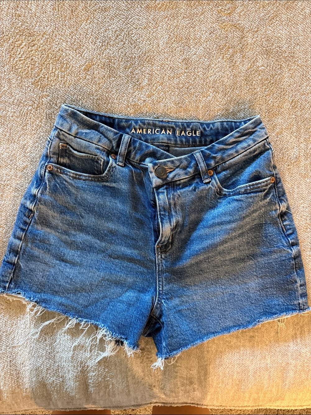 American Eagle Outfitters Mid-Blue Denim Cutoff Shorts